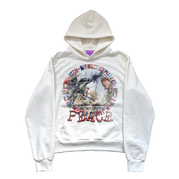 PeaceInWar white print Hoodie